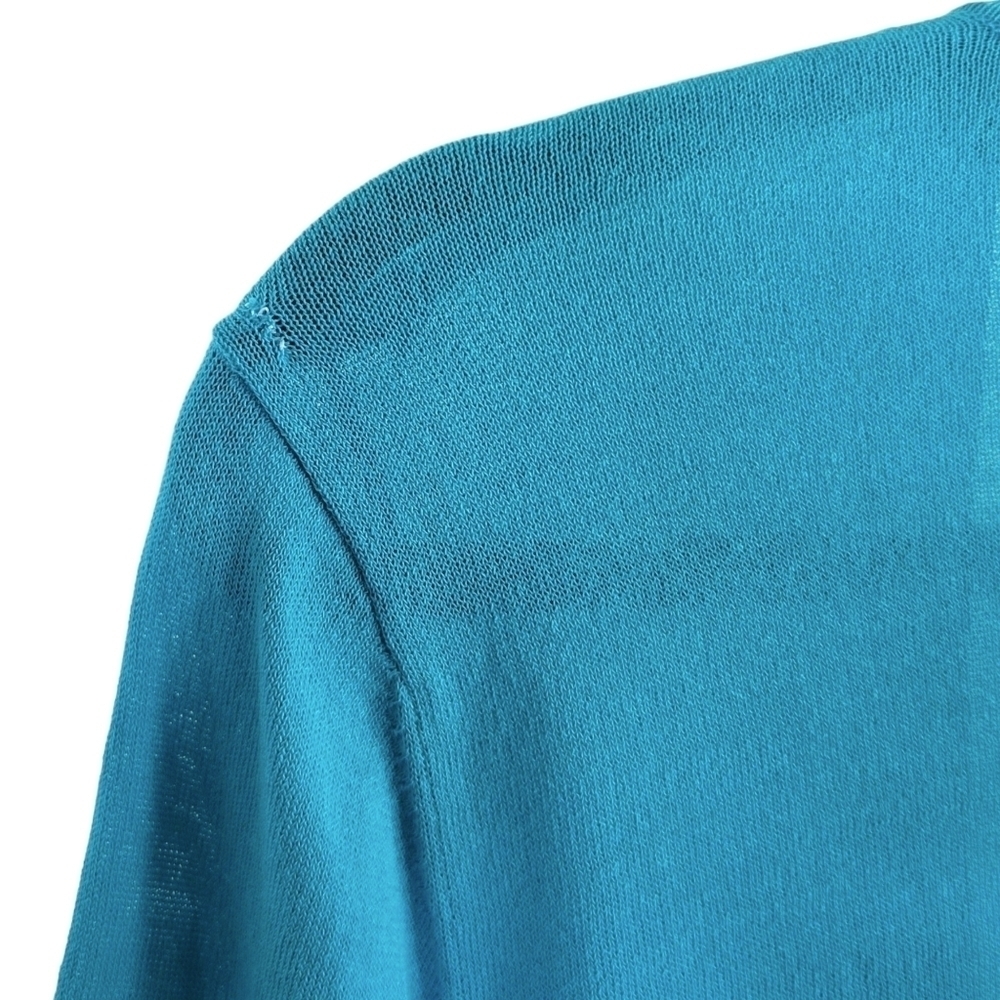 Chico's Stitch-Detail Open Front Mid-Length Cardigan Sweater Women's L Turquoise - Picture 4 of 9